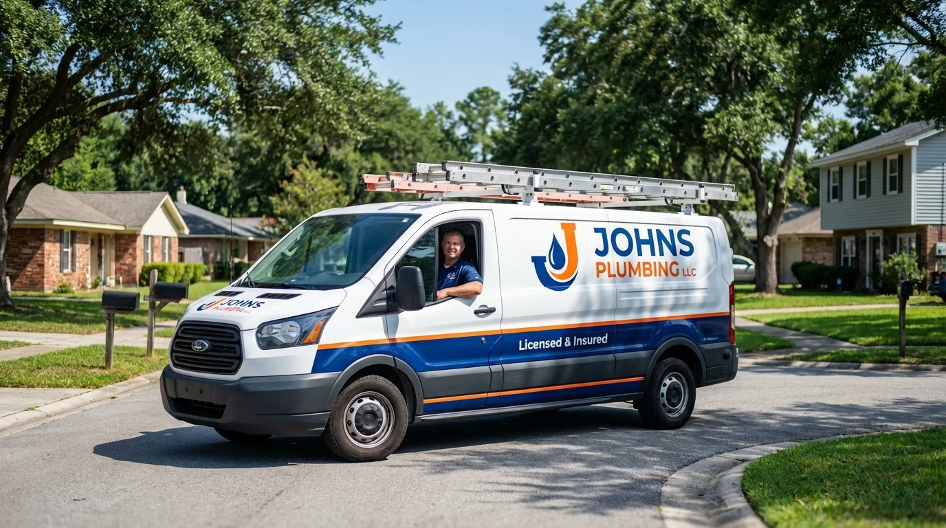 Johns Plumbing LLC service van in Port Byron, NY