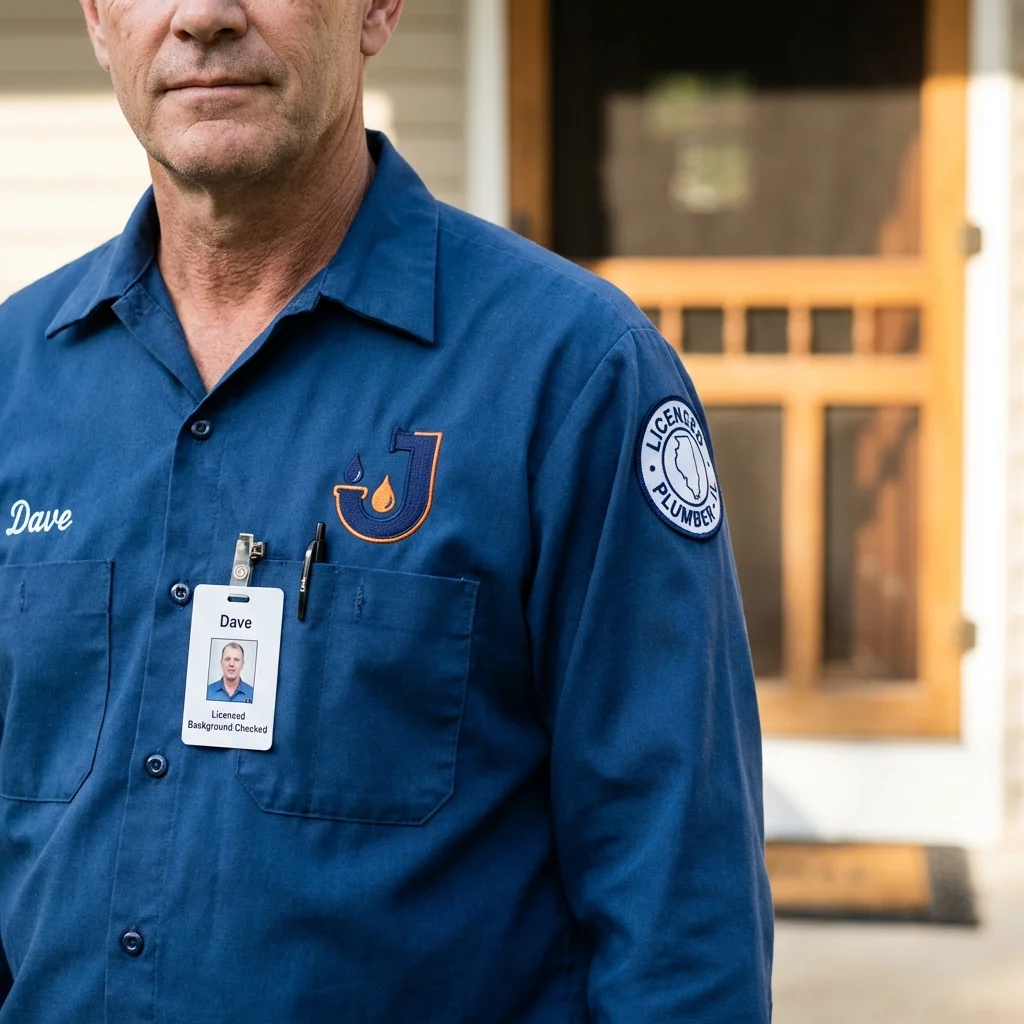 Licensed plumber showing ID badge in Port Byron, NY