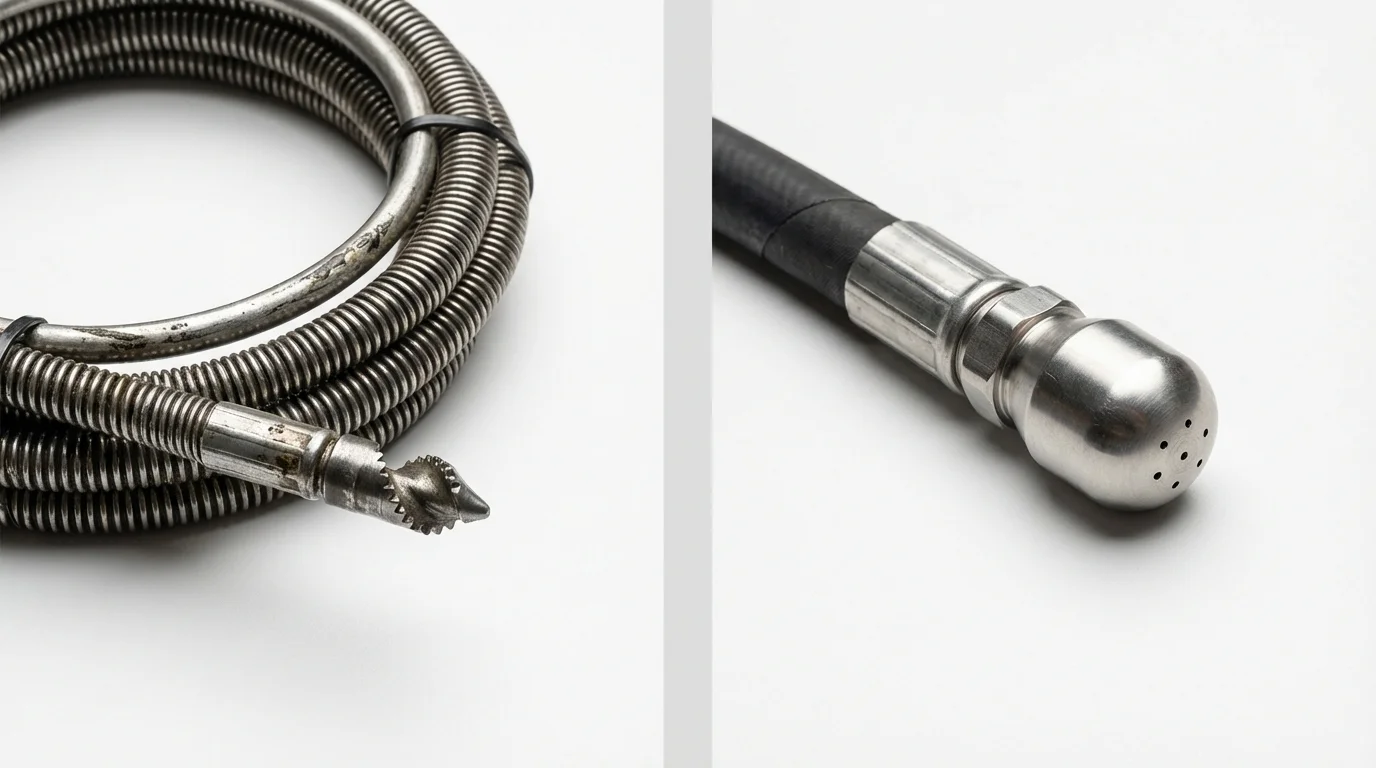 Drain snake cable and hydro jetting nozzle used for drain cleaning in Port Byron, NY
