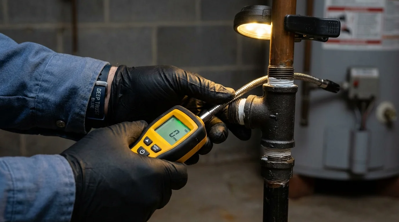 Gas leak detection with electronic sniffer by Johns Plumbing LLC in Port Byron